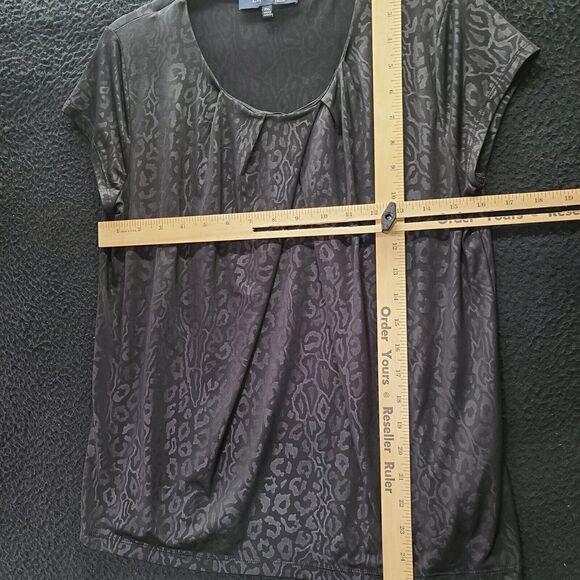 Evan Picone Womens Blouse Black Size PXL Polyester Blend Pullover Short Sleeve - Picture 3 of 12